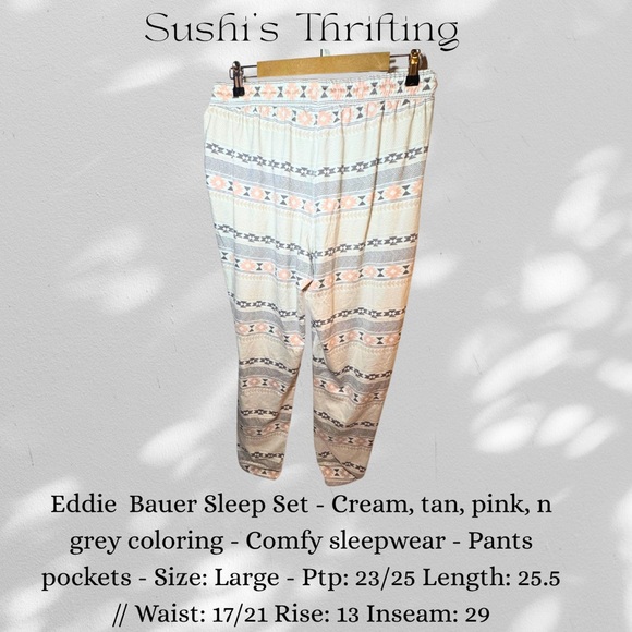 Eddie Bauer Cream and Tan Pajama Set - Picture 4 of 9